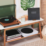 Now Playing Vinyl Record Stand | Vinyl Record Holder Display | Wood Records Storage Stands for Albums | Now Spinning Vinyl Accessories Rack Heather & Willow