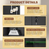 INTERGREAT Metal Storage Cabinet with Wheels, 73" H Rolling Metal Cabinets with Doors and Shelves, Black Steel Lockable Cabinet on Wheels for Garage Storage INTERGREAT