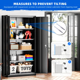 Superday Metal Garage Storage Cabinet with Lock, 72"×36"×18" Storage Cabinets with 2 Doors and 4 Shelves, Black Locking Tool Cabinets for Home Office, Garage, File, Gym, School Superday