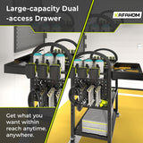 KAFAHOM Power Tool Cart with Charging Station, Rolling Cart with Drawer, Heavy Duty Power Tool Organizer with 360 Silent Wheels, Storage for Garage, Warehouse & Repair Shop KAFAHOM