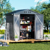 COMHOMA Shed Outdoor Storage Shed Metal,Lockable Doors Tool Sheds with Sloping Roof,Steel Garden Shed with Air Vent for Backyard,Patio,Lawn,Poolside (Dark Grey, 6x4) COMHOMA