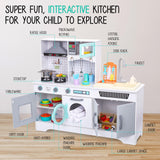 Lil’ Jumbl Kids Wooden Kitchen Set, Pretend Working Sink with Real Running Water, Includes Range Hood, Microwave & Stove Top That Make Realistic Sound & Light, Full Accessory Set Included Lil' Jumbl
