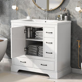 36" Bathroom Vanity with Sink, Harper & Bright Designs Free Standing Single Basin Vanity Set with 6 Drawers & One Cabinet with Adjustable Shelf, Bathroom Cabinet with Ceramic Basin for Bathroom, White Harper & Bright Designs