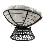 OSP Home Furnishings Wicker Papasan Chair with 360-Degree Swivel, Grey Frame with White Cushion OSP Home Furnishings
