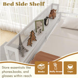 Mirightone Queen Size loft Bed with A Shelf, Metal Loft Beds with Soft Ladder Rung Cover, Heavy-Duty Tall Loft Bed Frame for Kids Boys Girls Teens Adults, Noise-Free,No Box Spring Needed, White Mirightone