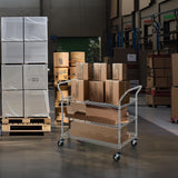 Finnhomy 3-Tier Commercial Grade Rolling Cart, Heavy Duty Utility Cart, Carts with Wheels and Handles, Kitchen Cart on Wheels, Metal Serving Cart with 600 lbs Capacity, Shelf Size 24" D x 40" W, NSF Finnhomy