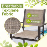 Homall 7 Pieces Patio Dining Set Outdoor Furniture with 6 Stackable Textilene Chairs and Large Table for Yard, Garden, Porch and Poolside, Beige Homall