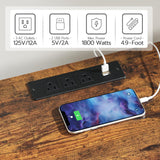 HOOBRO LED TV Stand for 75 Inch TVs with Charging Station, Gaming Entertainment Center with Open Storage, Media TV Console Table, TV Stand for Living Room, Bedroom, Rustic Brown and Black BF21UDDS01 HOOBRO