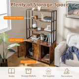 PETSITE Cat Litter Box Furniture with 3 Shelves and Doors, 61 inch Tall Cat Box Enclosure with Display Shelves, Scratching Pad, Indoor Hidden Litter Box with Decorative Storage Shelving (Rustic Brown) PETSITE