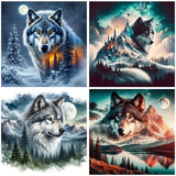 Axquilon 4 Pack Diamond Art Kits for Adults - Wolf Diamond Painting Kits for Adults, 5D Round Full Drill Gem Art, Paint by Diamonds Pictures DIY Crafts Kits 14x14 inch Axquilon