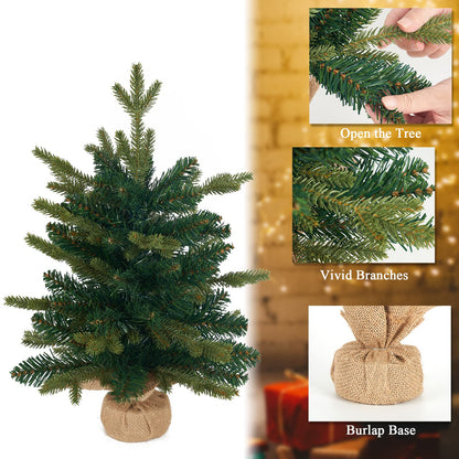 Diahom Tabletop Christmas Tree Artificial Mini Small 18 inches Green Xmas Pine Tree for Table Desk Home Christmas Decor