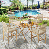 Halitaa Bar Stools Set of 2, Counter Height Barstools with Backrest and Cushion, Modern Rattan Wicker Patio Stools for Kitchen Patio Balcony Pool Outdoor Accent Counter Chairs, White Halitaa