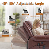 Power Lift Recliner Chair for Elderly, Dual Motor Massage Recliner with Lumbar Heat, Heavy Duty Motion Mechanism Lift Chair with Charge Ports, Genuine Leather - Red Luxlen