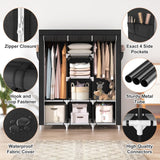 VTRIN Portable Closet, Large Capacity Portable Wardrobe with 2 Hanging Rods and 8 Storage Shelves, Sturdy Free Standing Closet Wardrobe for Hanging Clothes with Side Pockets, Black VTRIN