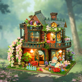 Meideh DIY Miniature House Kit - Wooden Miniature Dollhouse Kit with LED - Mini House Building Kit for Adults to Build - Tiny Model Doll House - Creative Craft Gift for Families Friends Meideh