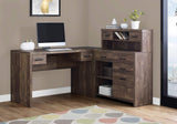 Monarch Specialties Computer Desk L-Shaped - Left or Right Set- Up - Corner Desk with Hutch 60"L (Brown Reclaimed Wood) Monarch Specialties