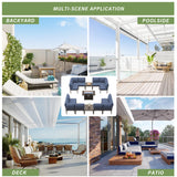 ASJMR Patio Furniture Set,15 Pieces Modern Outdoor Conversation Set w/43in Gas Fire Pit Table, Outdoor Metal Sectional Sofa with 55000 BTU Propane Fire Pit ASJMR