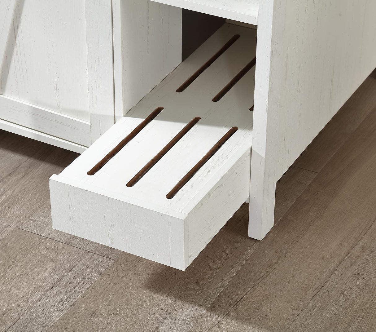 FOREST GRAVITY Cat Litter Robot Enclosure,for Placing Litter Robot 3/4,Power Outlet and Dog-Proof Shelf for Litter Robot Cabinet,Litter Collector for Automatic Litter Box Enclosure,Antique White FOREST GRAVITY