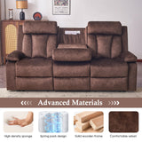 RIHEREFY Velvet Reclining Couch Set, Loveseat Recliner Sofa with Console, Cup Holder, USB & Type C, Massage & Heat, Modern Living Room Furniture, Brown, 82" W x 35.9" D x 42.5" H RIHEREFY