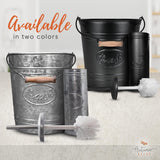 Autumn Alley Farmhouse Bathroom Trash Can and Toilet Brush Set - Rustic Bathroom Accessories for Charming Bathroom Décor, Matte Black Heavy Gauge Metal Autumn Alley