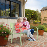 VINGLI 50" Outdoor Bench Metal with Floral Back, Garden Bench Front Porch Bench for Yard Patio Entryway Park Outside, 800lb Capacity - Green VINGLI