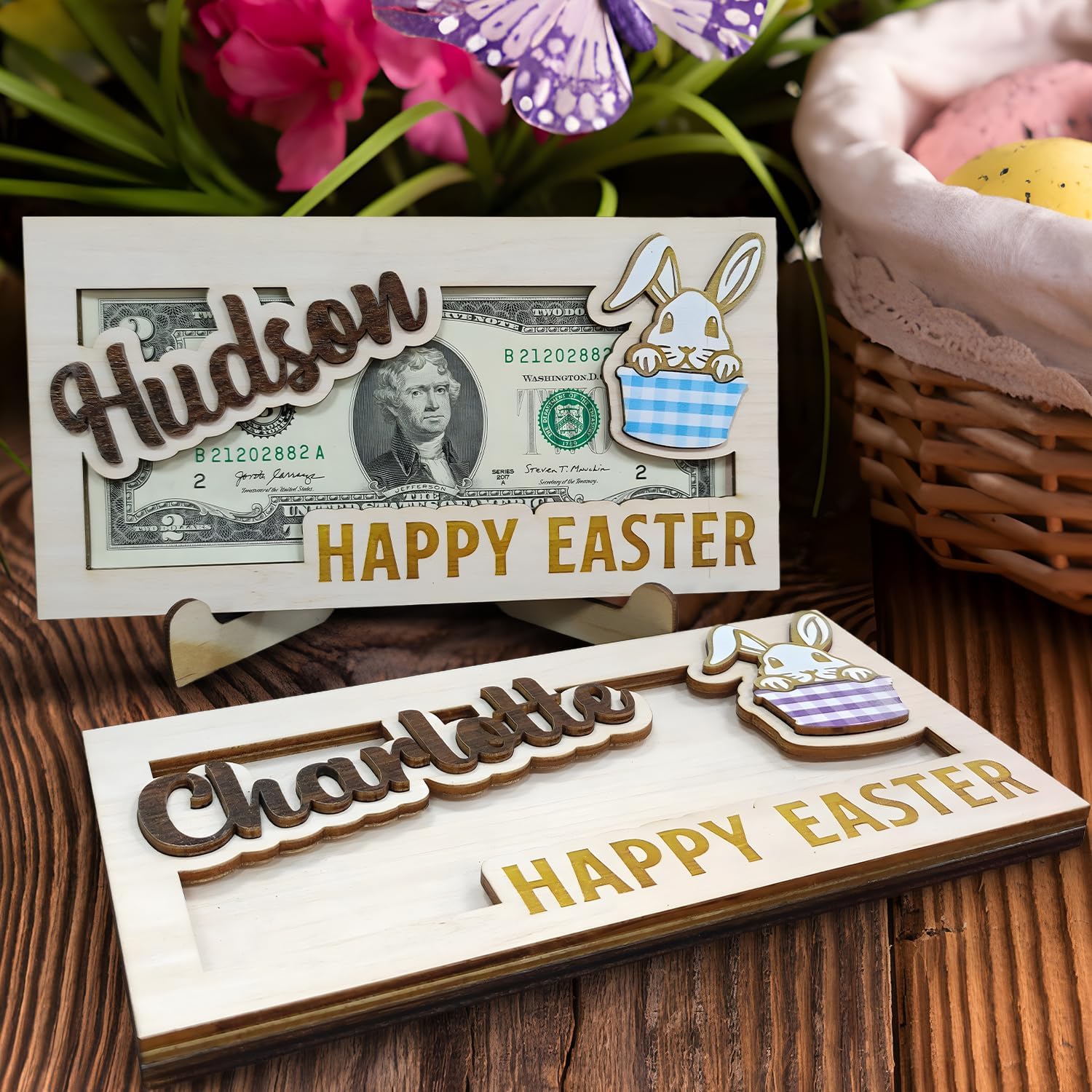 Easter Money Holder - Easter Bunny Money Holder Personalized Easter Gifts Money Holder for Boys Girls, Personalized Easter Gifts - WoodArtSupply