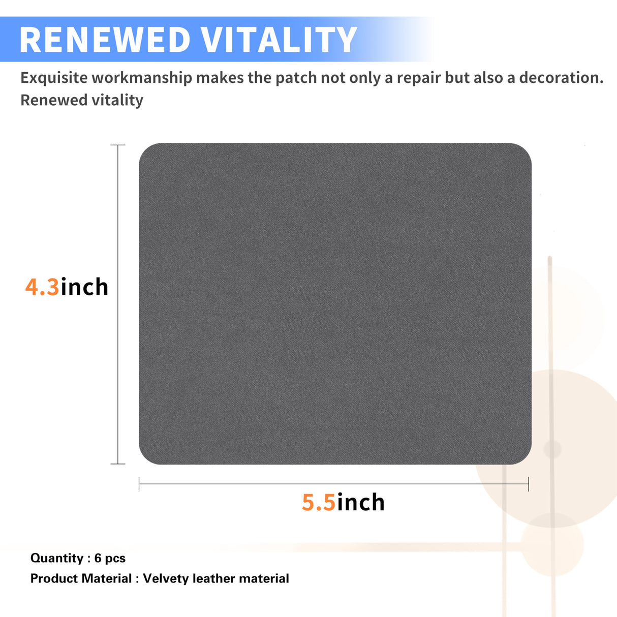 Azobur Sofa Fabric Repair Patch, 6 Piece Microfiber Patches, Self Adhesive Fabric Sofa Patch Repair Fabric, Luxurious Look, Quick Fix Sofa.(Gray) Azobur