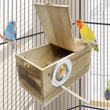 PINVNBY Parakeet Nesting Box, Carbonized Wood Bird Box, Wood Breeding Box for Birds, Budgie Lovebirds Conure Finch Parrot Canary (M: 9.8 x 5.3 x 5.3 inch) PINVNBY