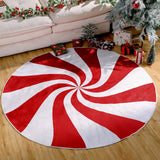 Moucuny Christmas Round Rug Large Christmas Area Rug Washable Christmas Rug Runner Non Slip Rug Carpet for Xmas Holiday Entryway Living Room Bedroom Indoor Decoration(Red,Lollipop) Moucuny