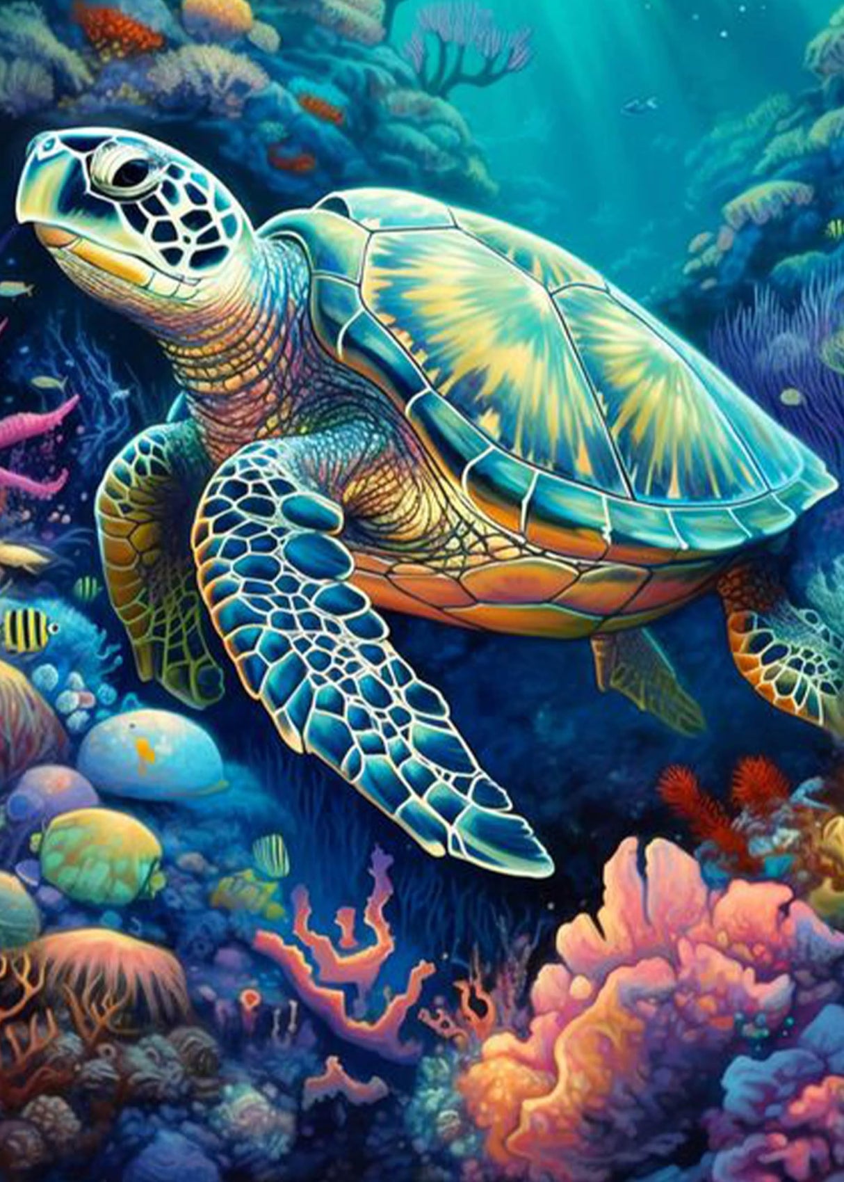 FOXKISS Sea Turtle Diamond Art Painting Kits for Adults, Full Drill Diamond Dots Paintings for Beginners, Round 5D Paint with Diamonds Pictures Gem Art Painting Kits DIY Crafts Kits 12x16inch FOXKISS
