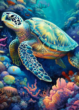 FOXKISS Sea Turtle Diamond Art Painting Kits for Adults, Full Drill Diamond Dots Paintings for Beginners, Round 5D Paint with Diamonds Pictures Gem Art Painting Kits DIY Crafts Kits 12x16inch FOXKISS