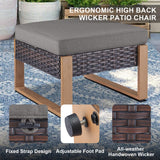 6 Piece Outdoor Patio Furniture Set with Propane Fire Pit Table, Wicker Patio Conversation Set with 2 Swivel Rocker Chairs Rattan Sofa and Removable 4" Thick Cushions for Deck Backyard Belord