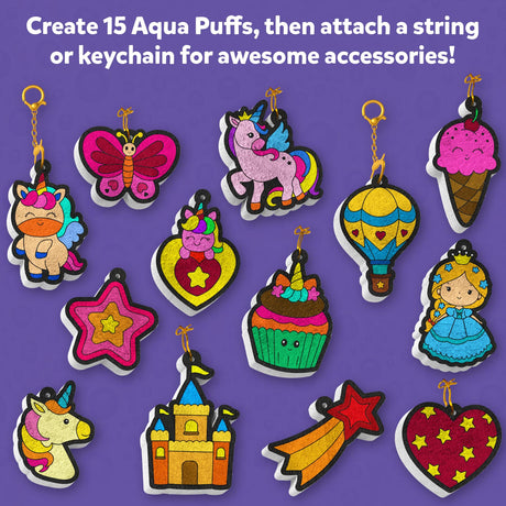 Skillmatics 3D Art Kit - Aqua Puffs Princesses & Unicorns, Mess-Free Paint by Number Craft for Kids, DIY Color & Inflate Activity, Travel & Creative Gift for Girls & Boys Ages 4, 5, 6, 7, 8, 9, 10 Skillmatics