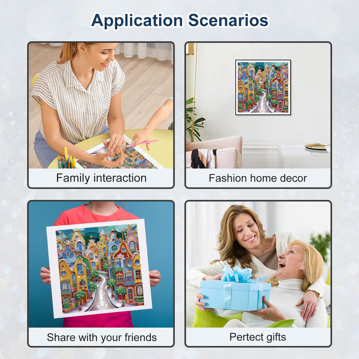 Stalente Diamond Painting Kits for Adults City House, 5D Special Shape Diamond Art Kits for Beginners, Crystal Rhinestones Diamond Painting for Home Wall Decoration Gift 12×12inch, Street Landscape Stalente