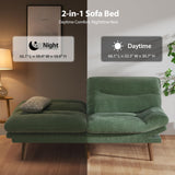 Pipishell Convertible Futon Sofa Bed,66" Corduroy Futon Couch with Adjustable Backrest and Armrests, Recliner Sleeper Sofa for Small Spaces, Play Room or Office, Green Pipishell