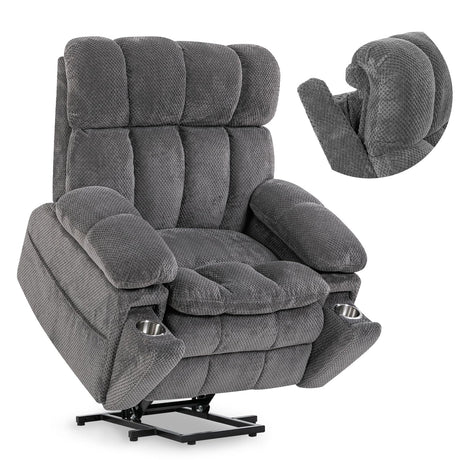 Zuacs Dual Motor Power Lift Recliner Chair for Elderly with Adjustable Headrest,Extra Wide Recliner Chair with Heat and Massage,Lay Flat Recliner with Cupholder Storebox,USB Ports,Type C,Zero Gravity Zuacs