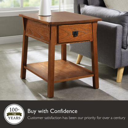 Leick Home 9066-SC Mission End Table with Locking Secret Compartment Made with Solid Wood, for Living Rooms, Russet Finish Side Table with Secret Compartment - WoodArtSupply