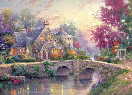 Jigsaw Puzzles for Adults 1000 Pieces Country House Puzzles Spring Landscape Puzzle Picturesque Bridge 1000 Piece Jigsaw Puzzle DIY Challenging Game Toys Gift CHengQiSM