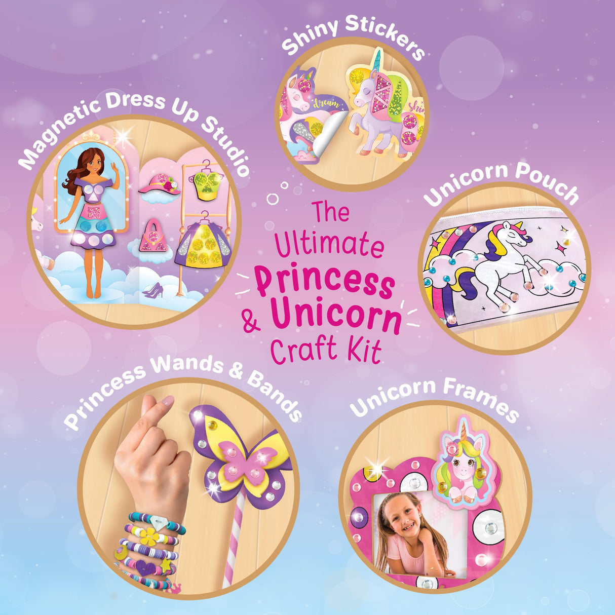Imagimake Unicorn Craft Kit | 20+ Mess Free Activities | Bracelet Making Kit, Magnetic Board Princess Dress Up, Unicorn Stickers and More | 5,6,7,8 Year Old Girl Birthday Gift | Crafts for Girls 8-12 Imagimake
