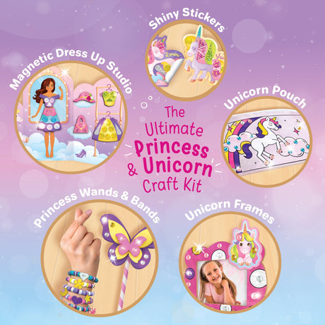 Imagimake Unicorn Craft Kit | 20+ Mess Free Activities | Bracelet Making Kit, Magnetic Board Princess Dress Up, Unicorn Stickers and More | 5,6,7,8 Year Old Girl Birthday Gift | Crafts for Girls 8-12 Imagimake