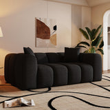 WHGBJA 70" Modern Chenille Fabric Sofa Couch – One-Piece Memory Foam 3-Seater Sofa with Rounded Arms, Soft & Cozy Upholstery for Living Room (Black) WHGBJA