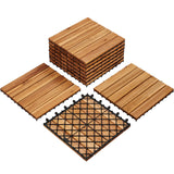 Yaheetech 10PCS Acacia Wood Interlocking Flooring Tiles Waterproof Flooring for Outdoor & Indoor Patio,Balcony,Garden,Poolside,12 × 12 in Yaheetech