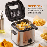 Elite Gourmet EDF1550# Electric 1.5 Qt. / 6 Cup Oil Capacity Deep Fryer, Adjustable Temperature, Removable Basket, Lid with Viewing Window, Stainless Steel Elite Gourmet