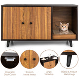 Tangkula Cat Litter Box Enclosure, Cat Washroom W/Divider, Scratching Pad, Metal Leg, Enclosed Cat Box Cabinet Pet House W/Double Doors, Litter Box Furniture Hidden for Large Cat (Walnut & Black) Tangkula