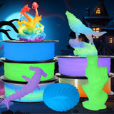 DO3D 1.75mm PLA 3D Printer Filament Bundle: Glow in Dark Green, Blue, Purple, Rainbow, One Spool Clear Multi Colored Rainbow, Each Spool 250g, Total 1.25Kg 3D Printing Filament, 250g x 5 Spools PLA DO3D