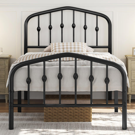 Yaheetech Metal Bed Frame Twin Size Metal Platform Bed Frame with Victorian Style Headboard/Footboard/Easy Assembly/No Box Spring Needed/Black Yaheetech