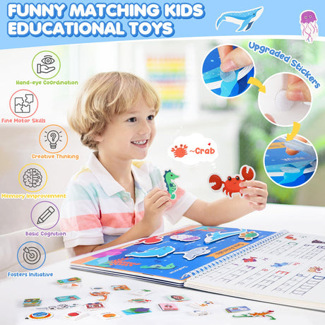 Busy Book for Toddlers, Preschool Learning Activities, Montessori Learning Educational Toys, Tracing Activity Coloring Books for Kids Ages 3-8, Autism Sensory Travel Toys Gifts, Summer Activities URMYWO