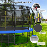 Lyromix 16FT Outdoor Trampolines for Kids and Adults, Pumpkin Trampolin with Curved Poles, Recreational Trampolin with Basketball Hoop and Safety Enclosure Net for Kids and Adults Lyromix