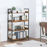 HCHQHS 4 Tier Bookshelf, Adjustable Industrial Bookcase, Vertical Tall Book Shelf, Wood and Black Metal Open Bookshelves for Home Office, Living Room, Bedroom HCHQHS