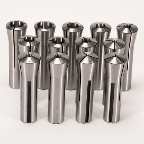 MACHALLY Precision R8 Collet Set, 13pcs, 1/8" to 7/8" Carbon Steel, Mill Collet Set, 0.0006" TIR, 7/16"-20 Thread, for Milling & Mill Chuck Holder MACHALLY